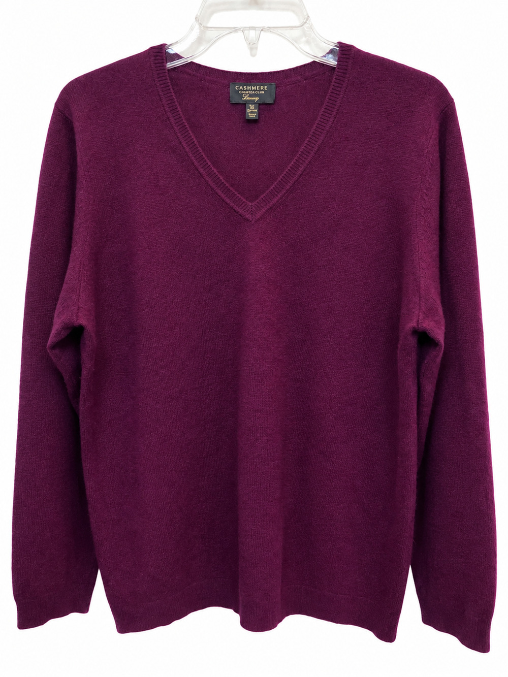Cashmere Charter Club Cozy Sweater Women XL Purple 100% Cashmere Pullover V-Neck